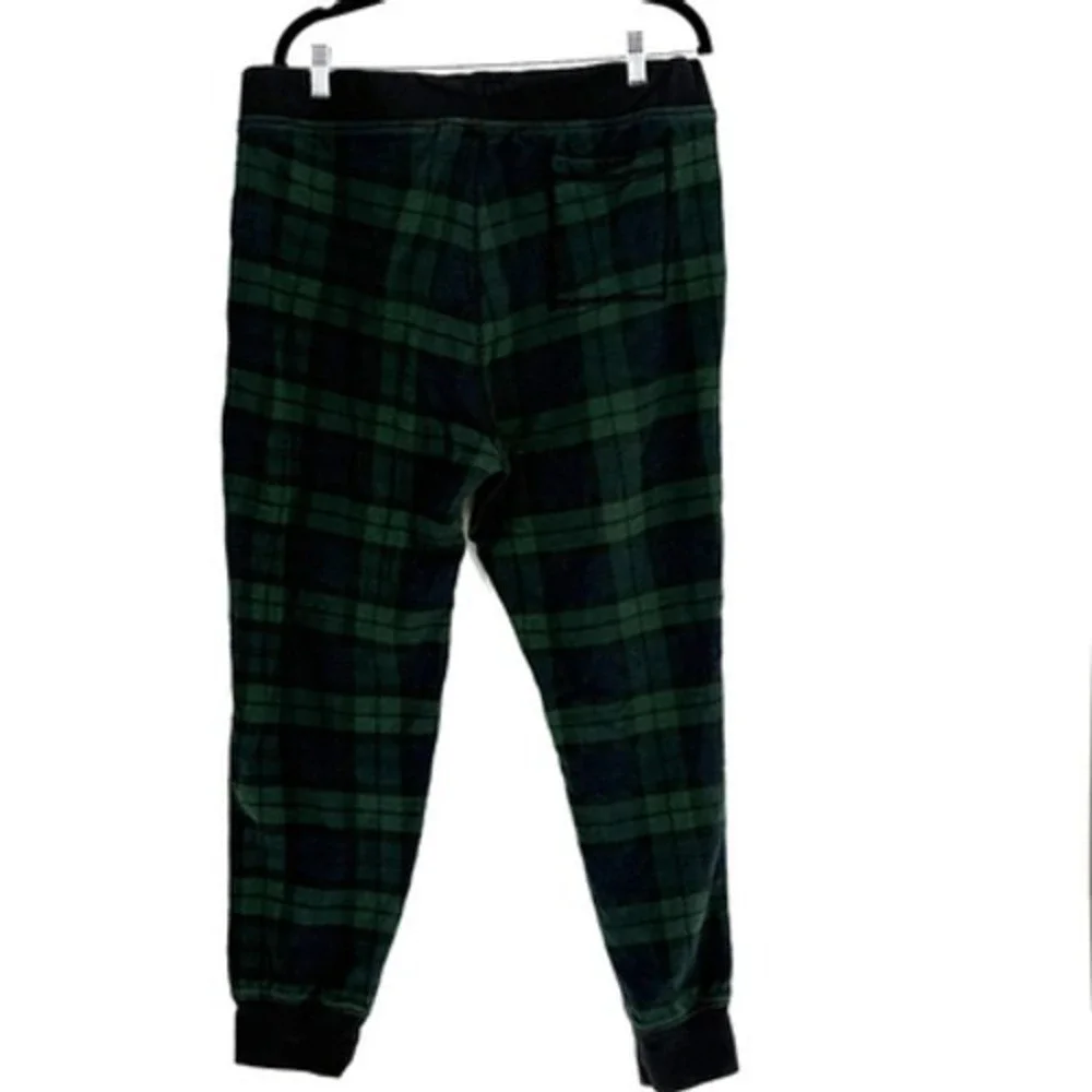 J Crew Knit Goods Lounge Pant Mens XL Green Blackwatch Plaid Joggers 100% Cotton